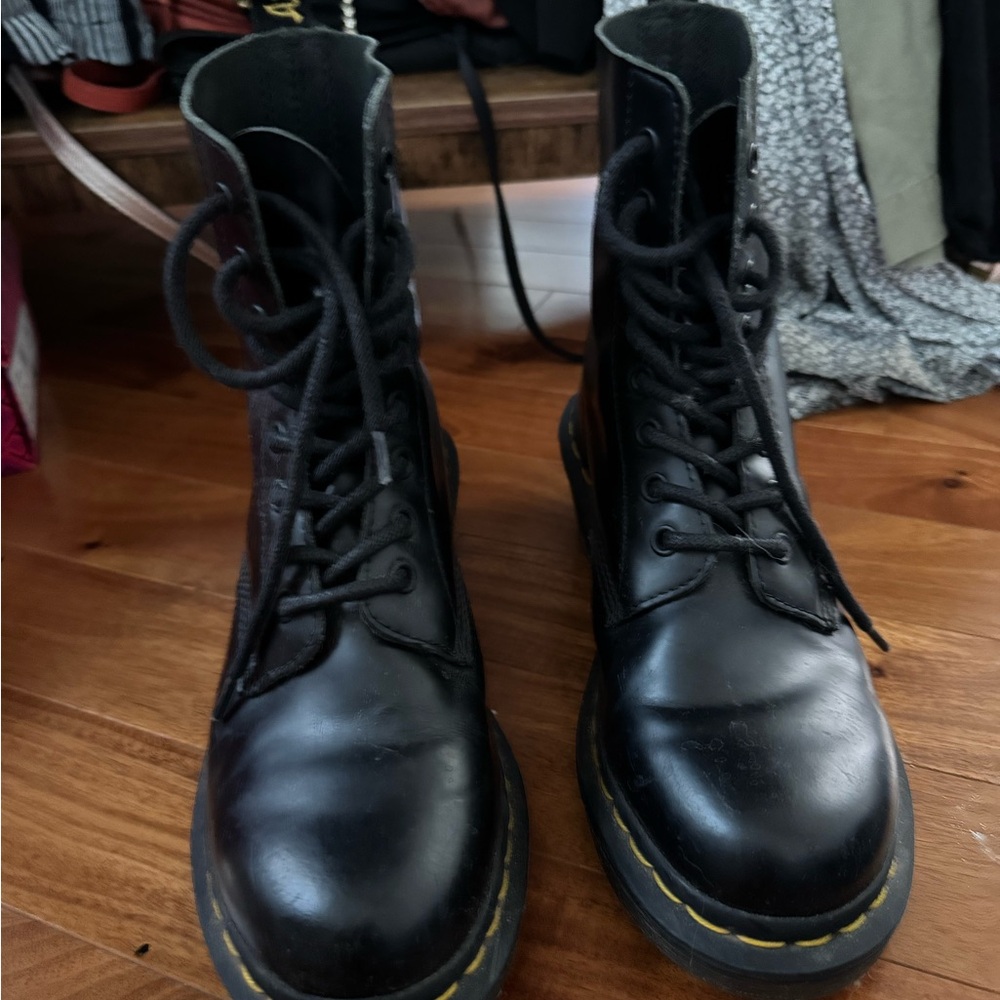 Dr. Martens Black Boots with Yellow Accents